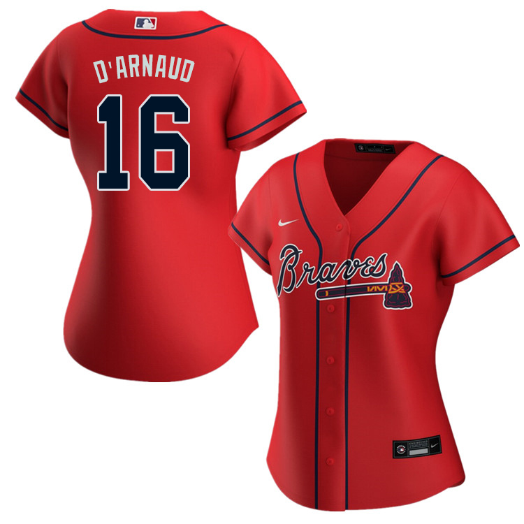 Nike Women #16 Travis d'Arnaud Atlanta Braves Baseball Jerseys Sale-Red